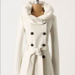 Anthropologie cream wool pea coat.